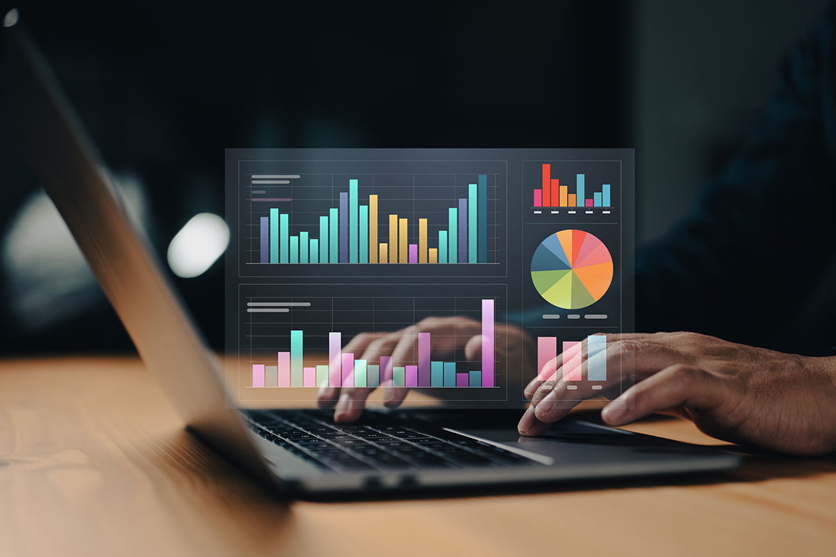 data charts on laptop